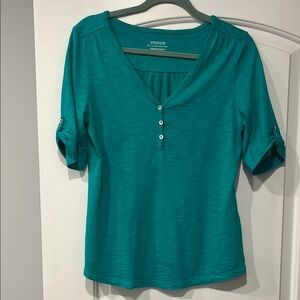 Chico's Turquoise Button-Detail Blouse